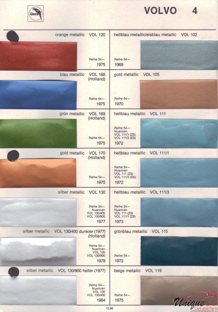 1970 Volvo Paint Charts Glasurit 1